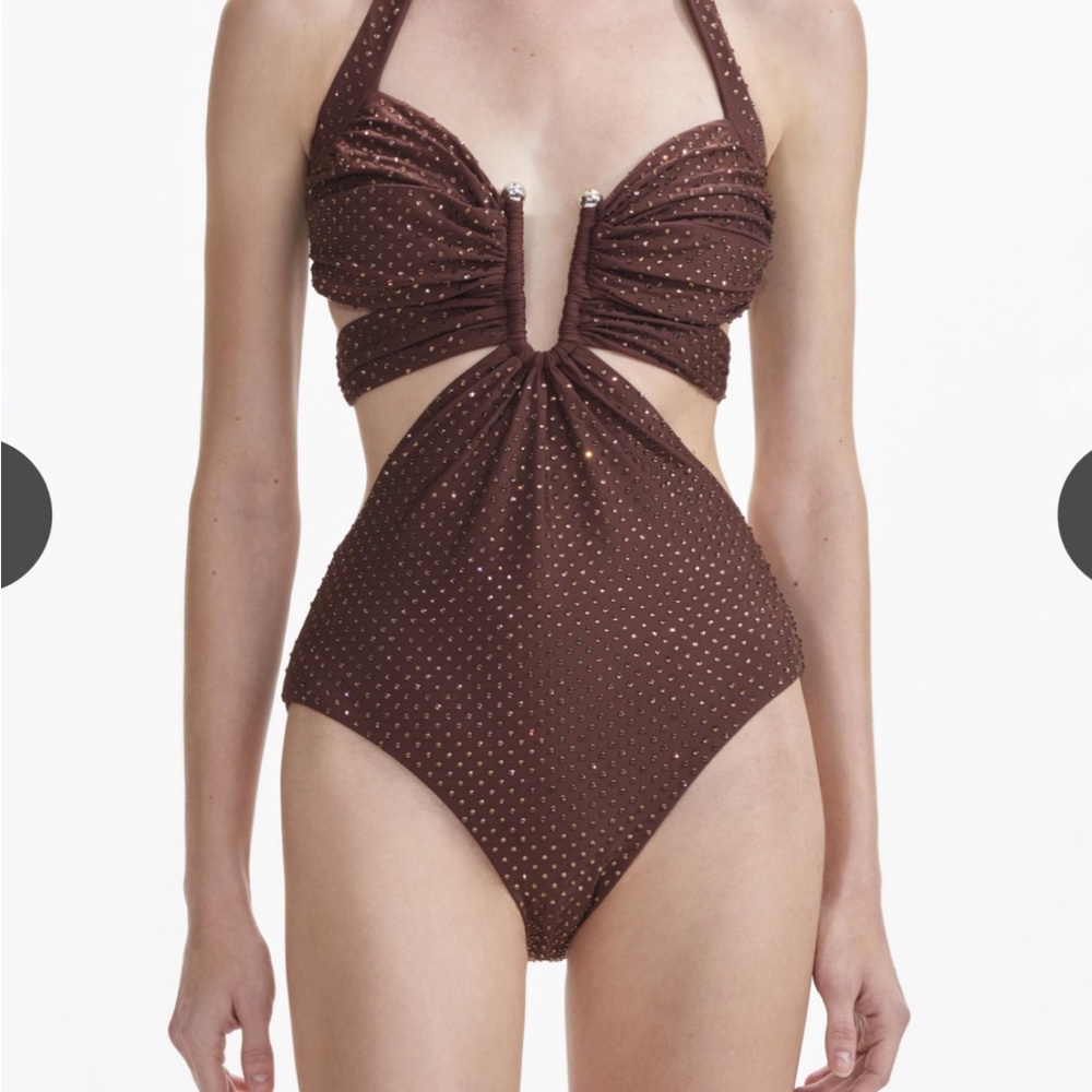 SELF-PORTRAIT Embellished Cutout One Piece Swimsuit. Brand new